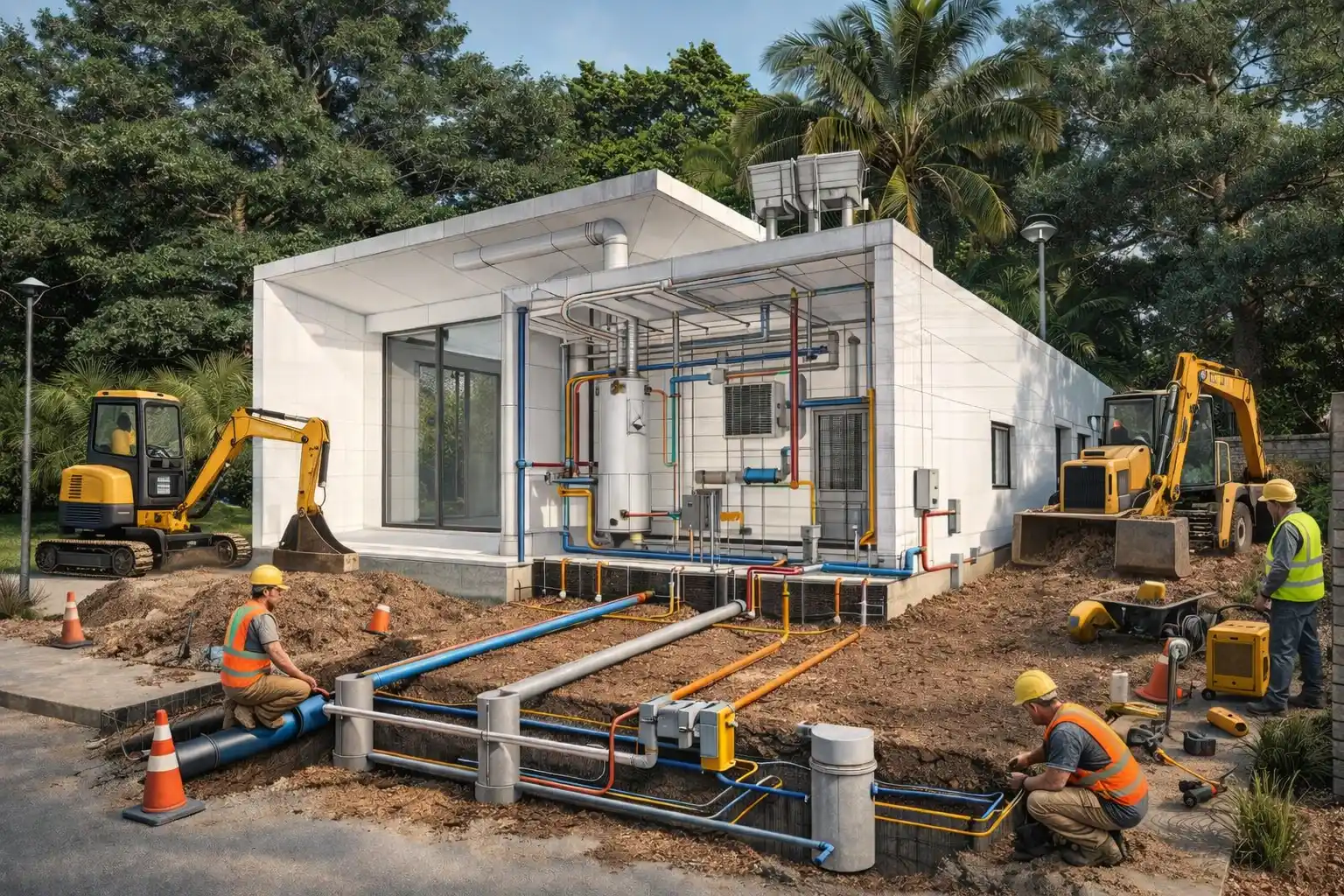 Proceso de instalaciones durante la construcción de una casa paso a paso en Bogotá