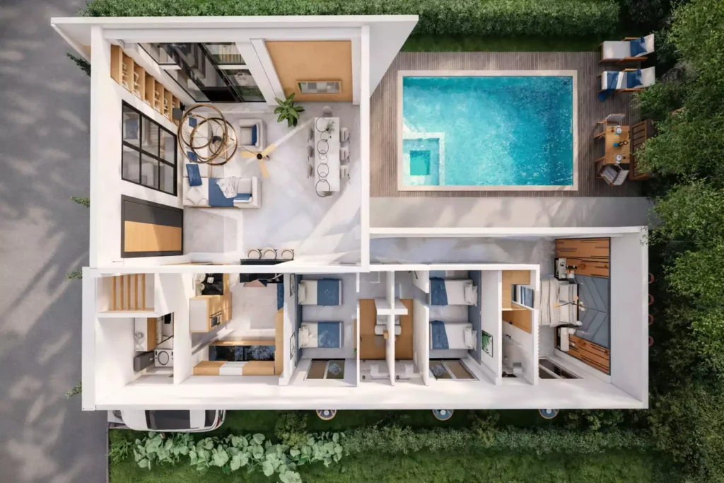 Arquitecto en Engativá Bogotá diseño arquitectónico residencial con piscina y distribución de espacios